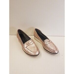Robert Clergerie Valerie Sz 8 Metallic Pink Leather Loafers Slip On Shoes